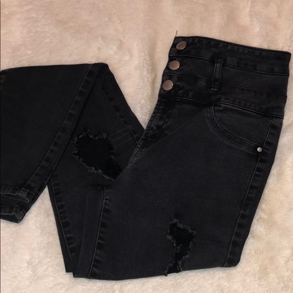 Black ripped high waisted skinny jeans